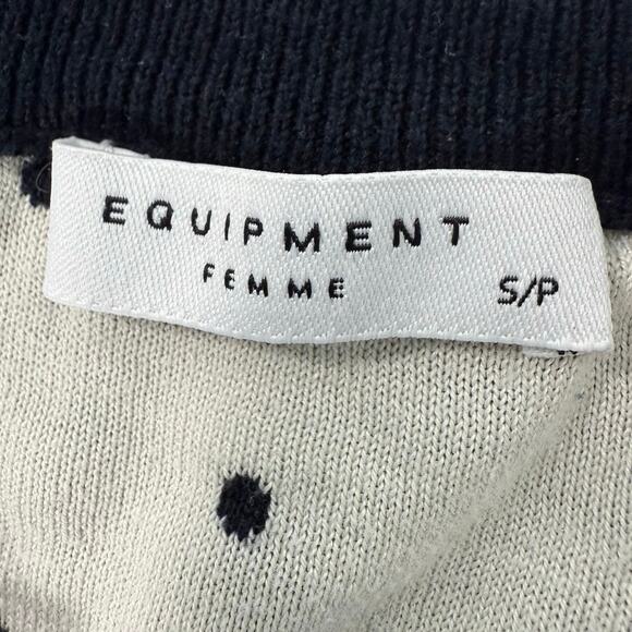 Equipment Femme Women’s Small Silk Sweater Black White Polka Dot - Picture 4 of 5